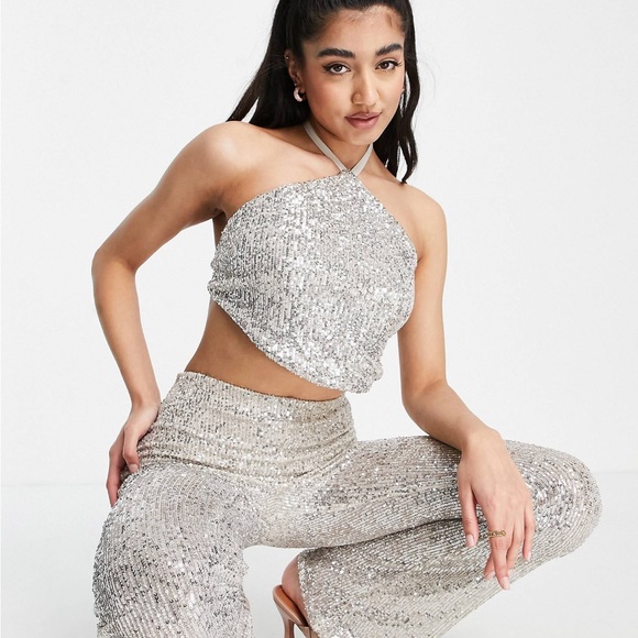 Sequin party halter crop top - Picture 3 of 6